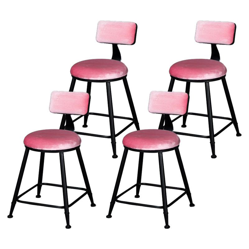 Industrial Armless Backrest Counter Stool Steel Cafe Bar Stool with Velvet Cushion