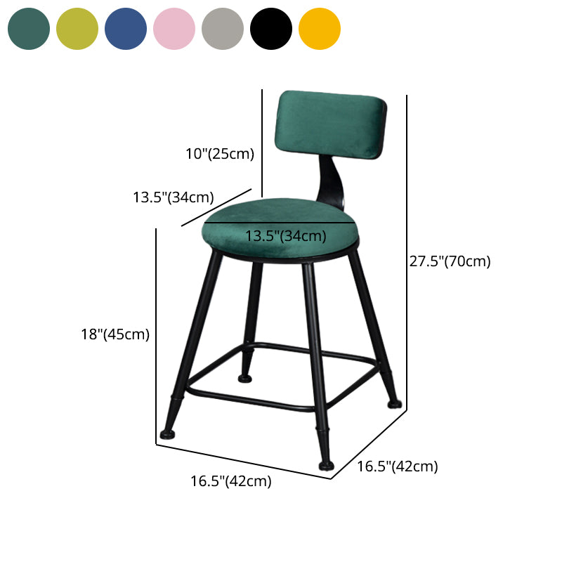 Industrial Armless Backrest Counter Stool Steel Cafe Bar Stool with Velvet Cushion