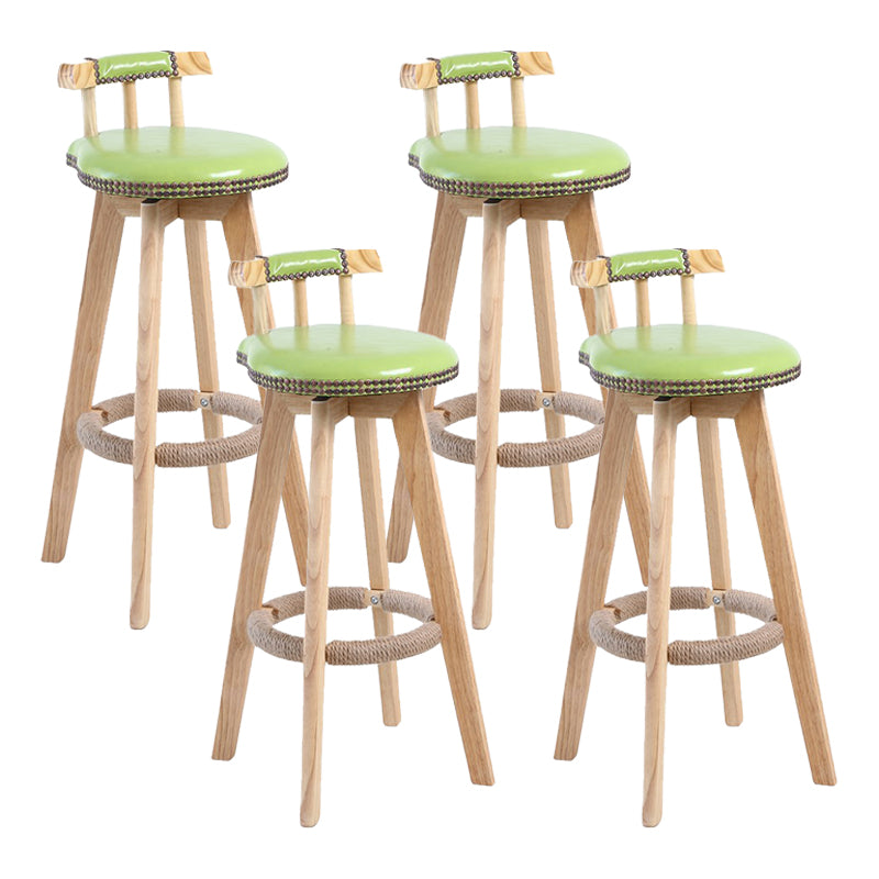 Modern Rotatable Backrest Counter Stool Wood Cafe Bar Stool with Leather Cushion and Pedal