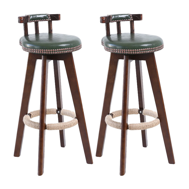 Modern Rotatable Backrest Counter Stool Wood Cafe Bar Stool with Leather Cushion and Pedal