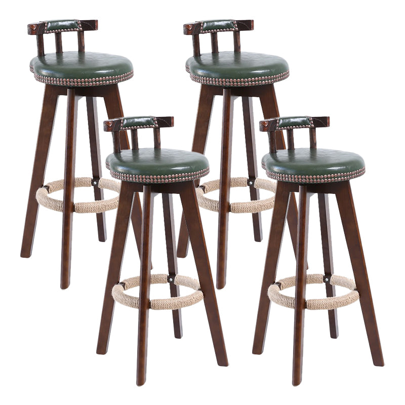 Modern Rotatable Backrest Counter Stool Wood Cafe Bar Stool with Leather Cushion and Pedal