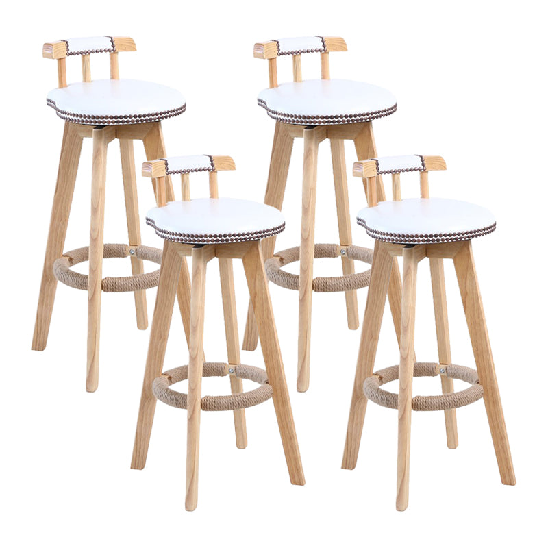 Modern Rotatable Backrest Counter Stool Wood Cafe Bar Stool with Leather Cushion and Pedal