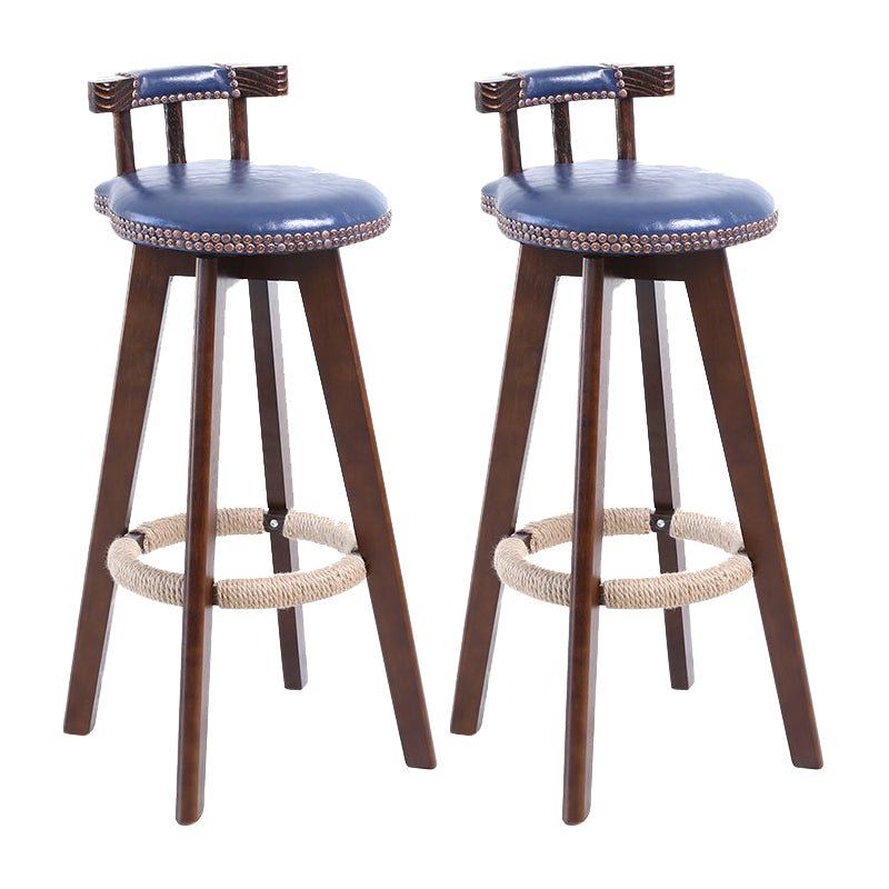 Modern Rotatable Backrest Counter Stool Wood Cafe Bar Stool with Leather Cushion and Pedal