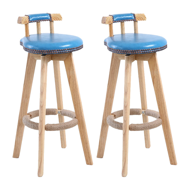 Modern Rotatable Backrest Counter Stool Wood Cafe Bar Stool with Leather Cushion and Pedal