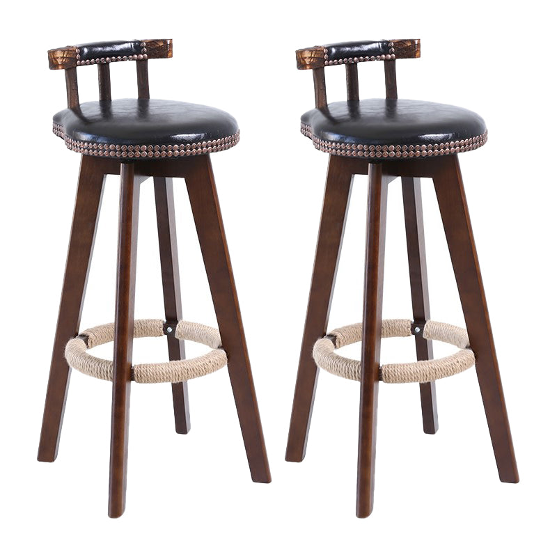 Modern Rotatable Backrest Counter Stool Wood Cafe Bar Stool with Leather Cushion and Pedal