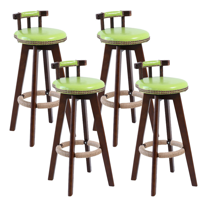 Modern Rotatable Backrest Counter Stool Wood Cafe Bar Stool with Leather Cushion and Pedal