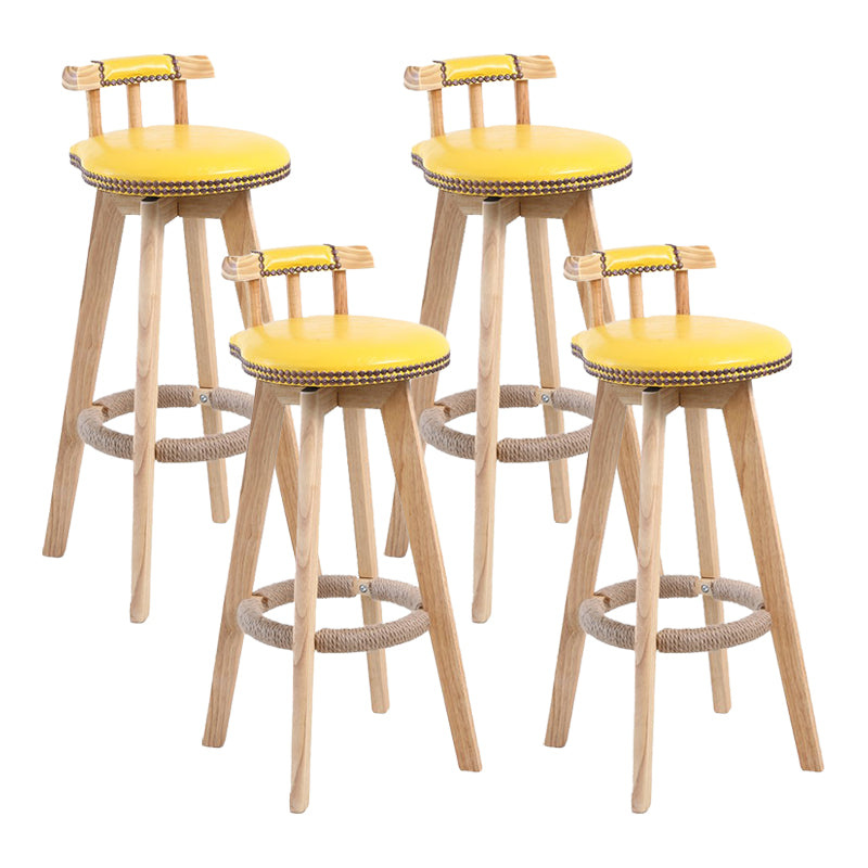 Modern Rotatable Backrest Counter Stool Wood Cafe Bar Stool with Leather Cushion and Pedal