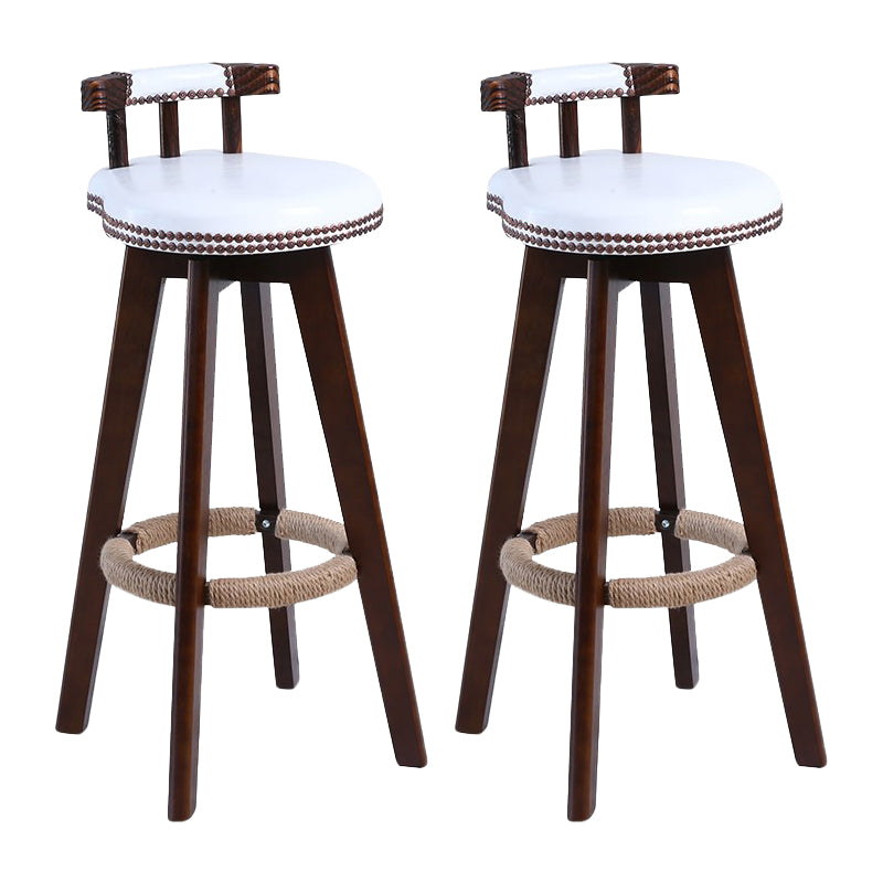 Modern Rotatable Backrest Counter Stool Wood Cafe Bar Stool with Leather Cushion and Pedal