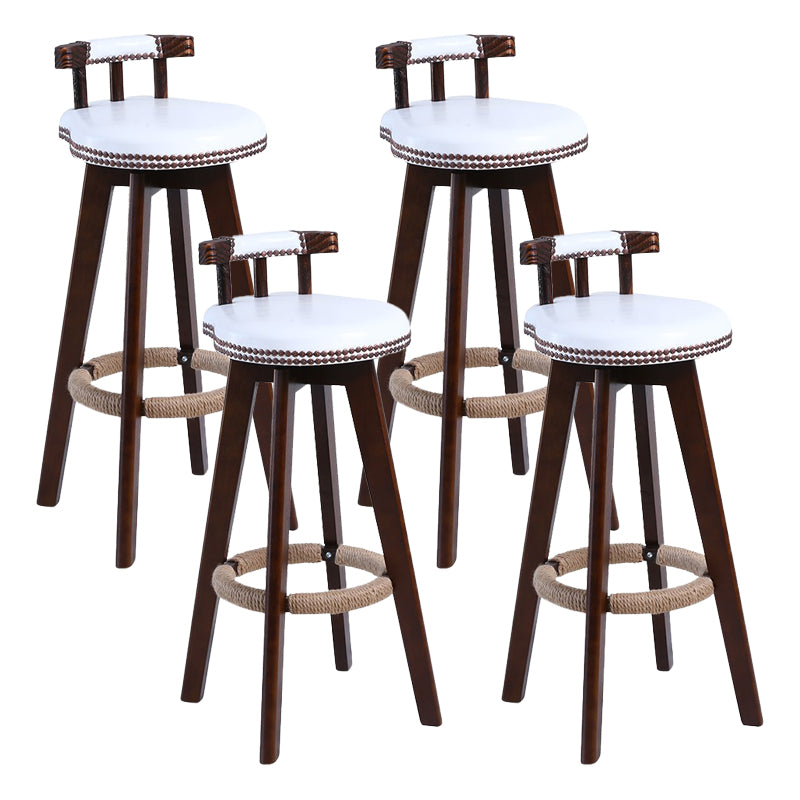 Modern Rotatable Backrest Counter Stool Wood Cafe Bar Stool with Leather Cushion and Pedal