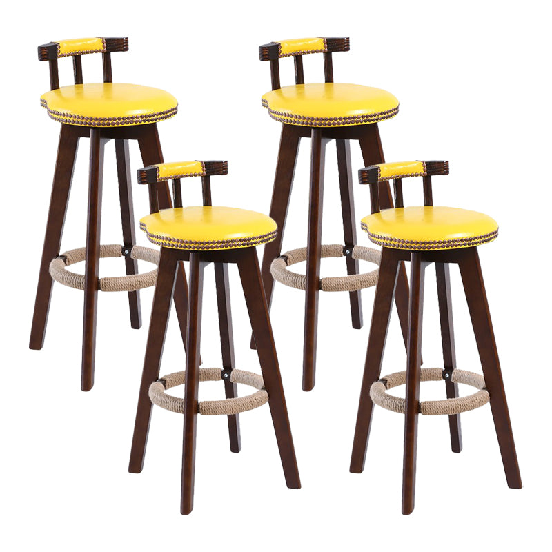 Modern Rotatable Backrest Counter Stool Wood Cafe Bar Stool with Leather Cushion and Pedal