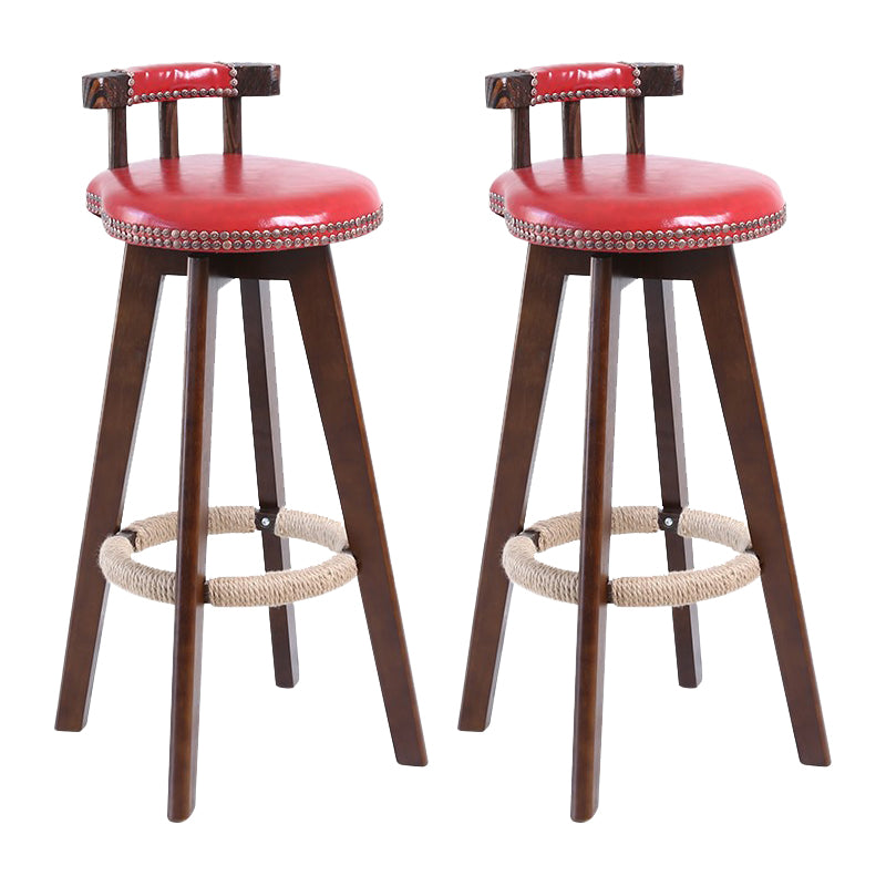 Modern Rotatable Backrest Counter Stool Wood Cafe Bar Stool with Leather Cushion and Pedal