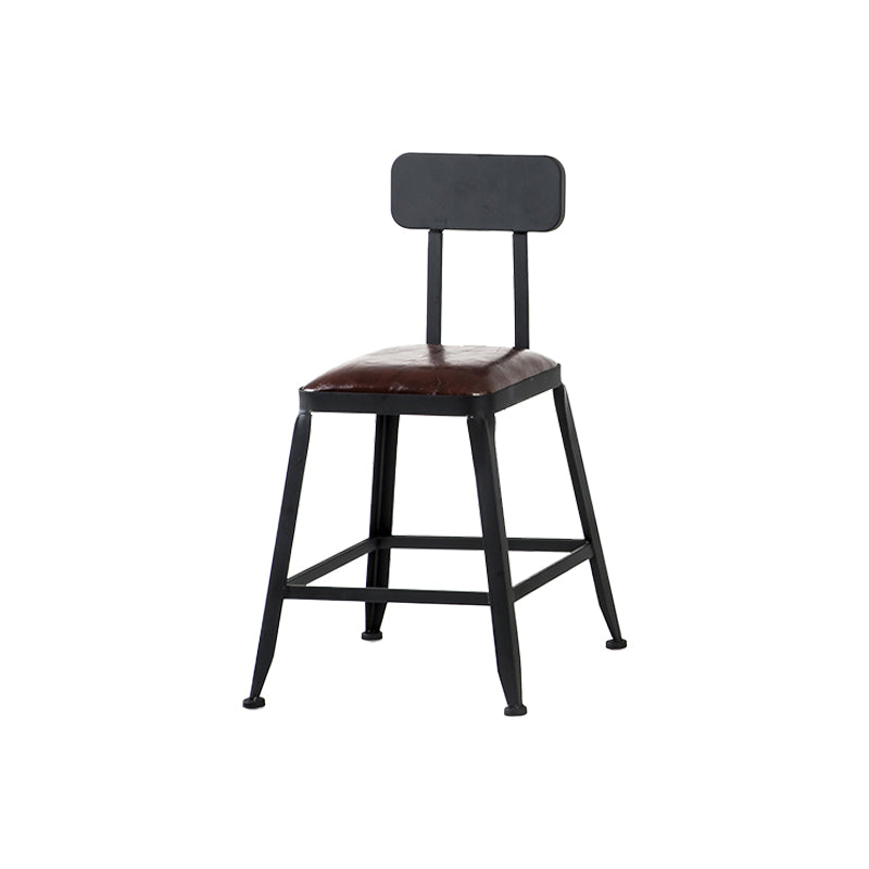 Industrial Armless Backrest Counter Stool Iron Cafe Bar Stool with Leather Cushion