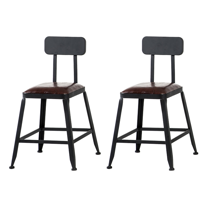 Industrial Armless Backrest Counter Stool Iron Cafe Bar Stool with Leather Cushion
