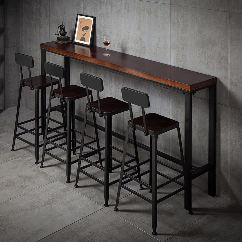 Industrial Armless Counter Stool Iron Cafe Bar Stool with Leather Cushion and Pedal