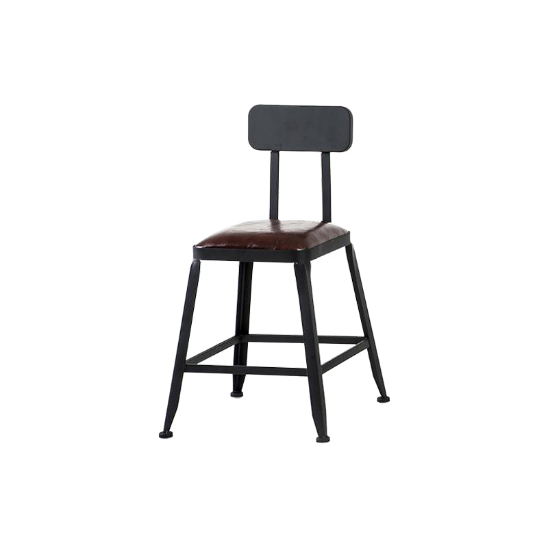 Industrial Armless Counter Stool Iron Cafe Bar Stool with Leather Cushion and Pedal