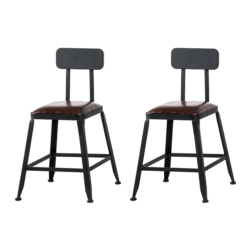 Industrial Armless Counter Stool Iron Cafe Bar Stool with Leather Cushion and Pedal