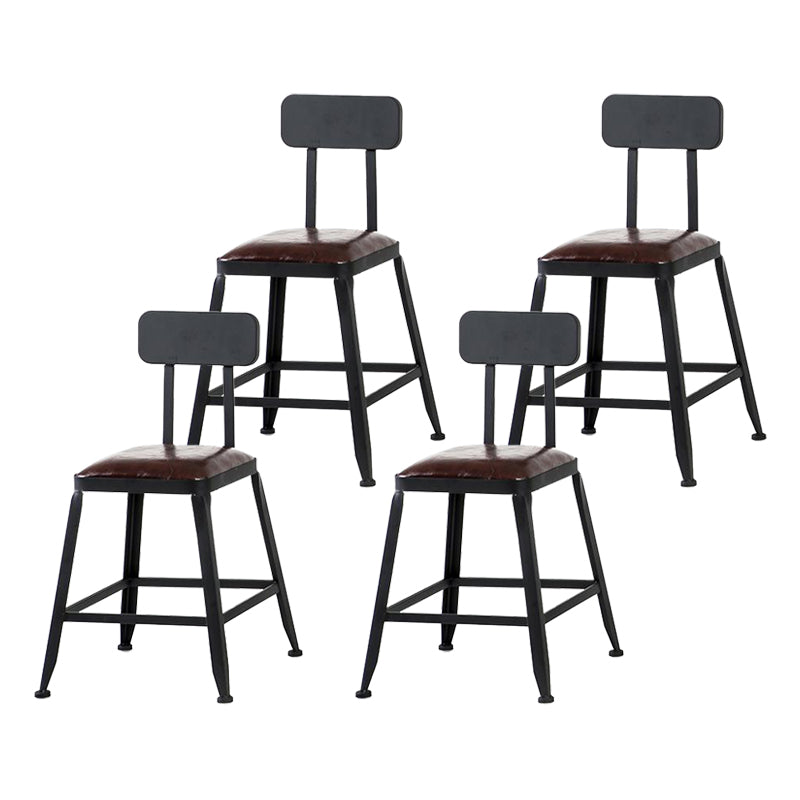 Industrial Armless Counter Stool Iron Cafe Bar Stool with Leather Cushion and Pedal