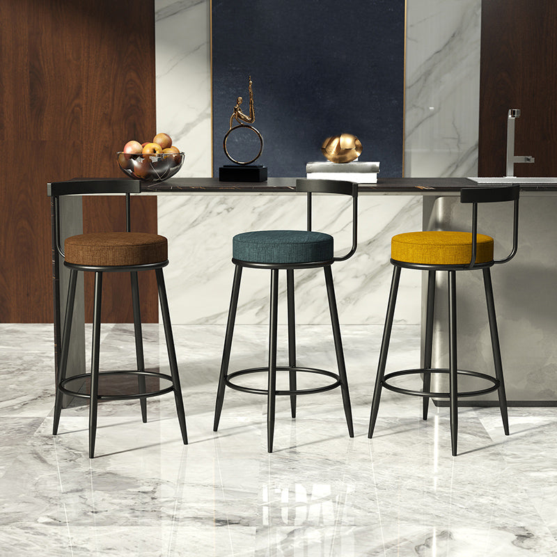 Industrial Armless Backrest Counter Stool Iron Cafe Bar Stool with Cushion and Pedal