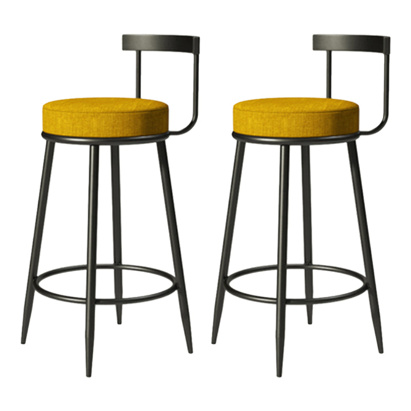 Industrial Armless Backrest Counter Stool Iron Cafe Bar Stool with Cushion and Pedal