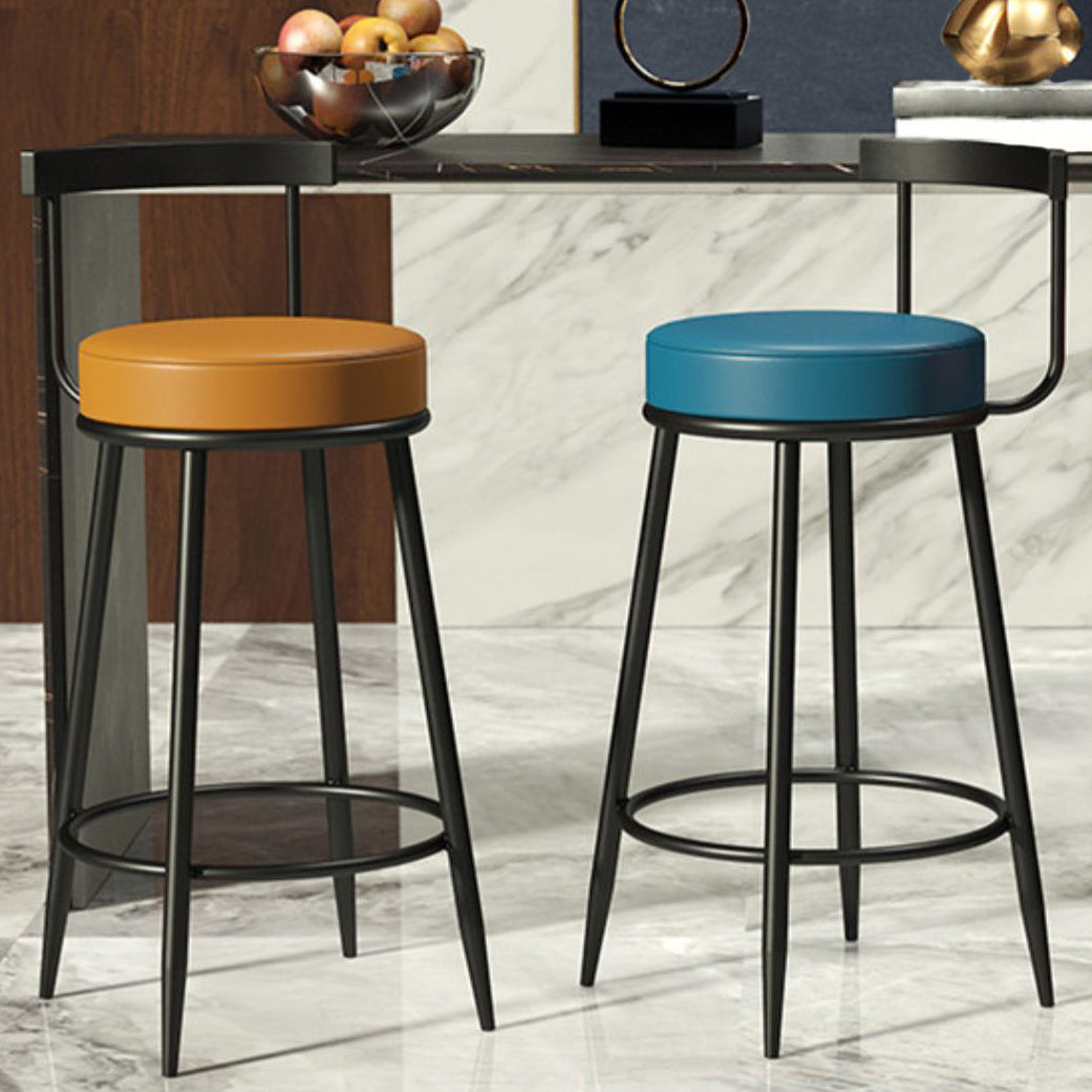Industrial Armless Backrest Counter Stool Iron Cafe Bar Stool with Cushion and Pedal