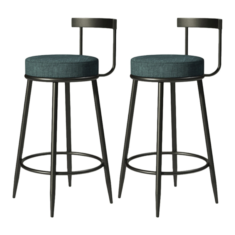 Industrial Armless Backrest Counter Stool Iron Cafe Bar Stool with Cushion and Pedal