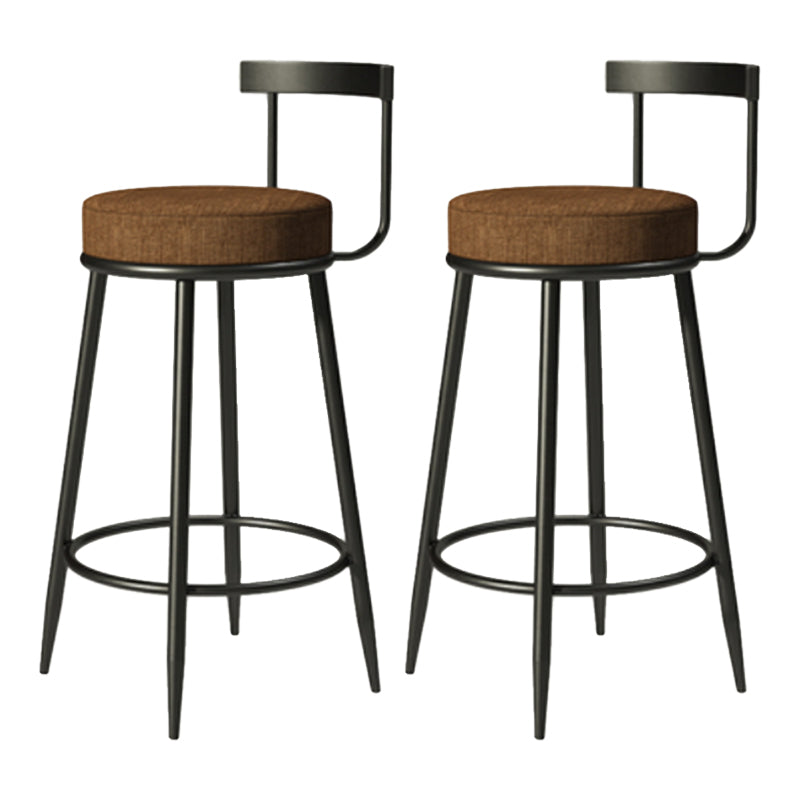 Industrial Armless Backrest Counter Stool Iron Cafe Bar Stool with Cushion and Pedal