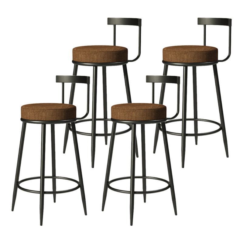 Industrial Armless Backrest Counter Stool Iron Cafe Bar Stool with Cushion and Pedal