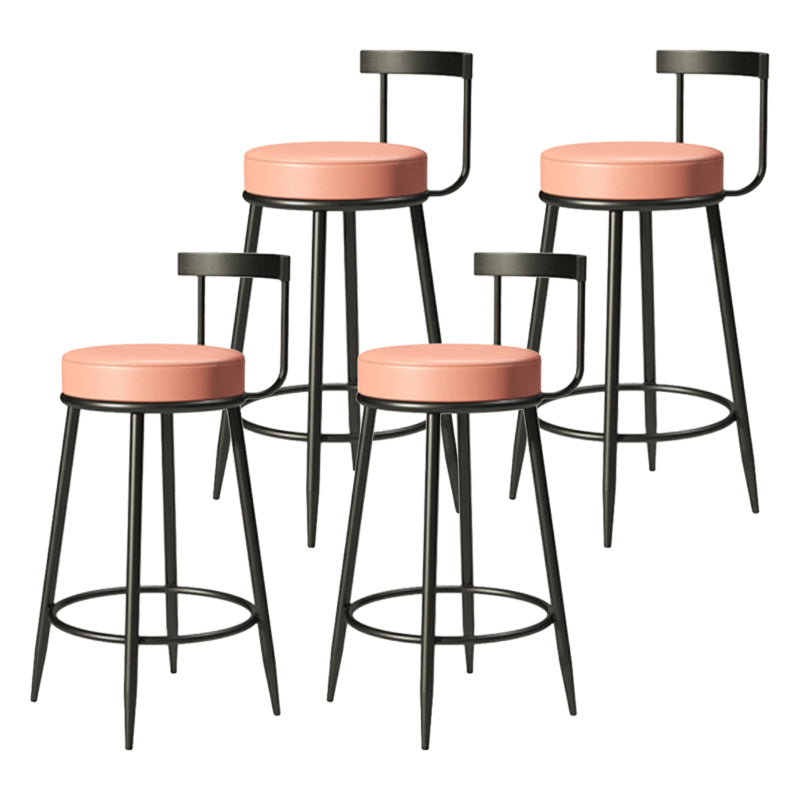 Industrial Armless Backrest Counter Stool Iron Cafe Bar Stool with Cushion and Pedal