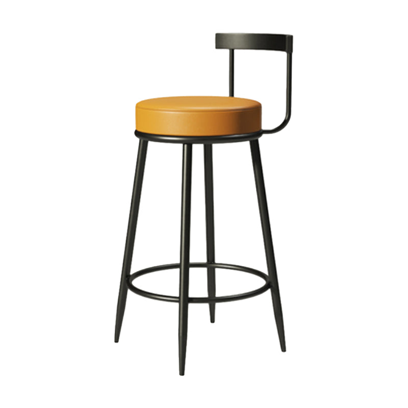 Industrial Armless Backrest Counter Stool Iron Cafe Bar Stool with Cushion and Pedal