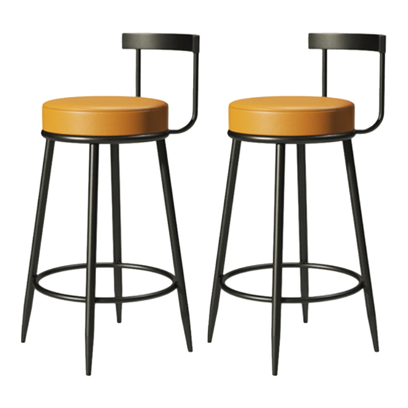 Industrial Armless Backrest Counter Stool Iron Cafe Bar Stool with Cushion and Pedal