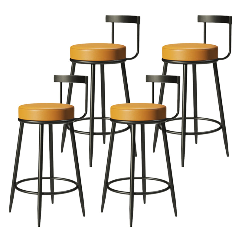 Industrial Armless Backrest Counter Stool Iron Cafe Bar Stool with Cushion and Pedal