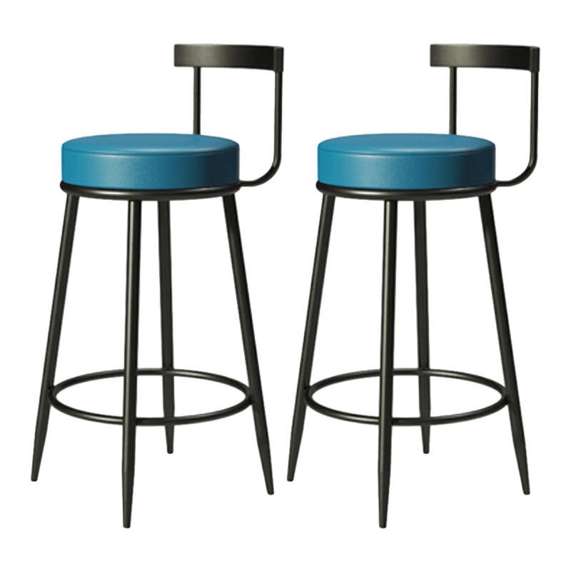 Industrial Armless Backrest Counter Stool Iron Cafe Bar Stool with Cushion and Pedal