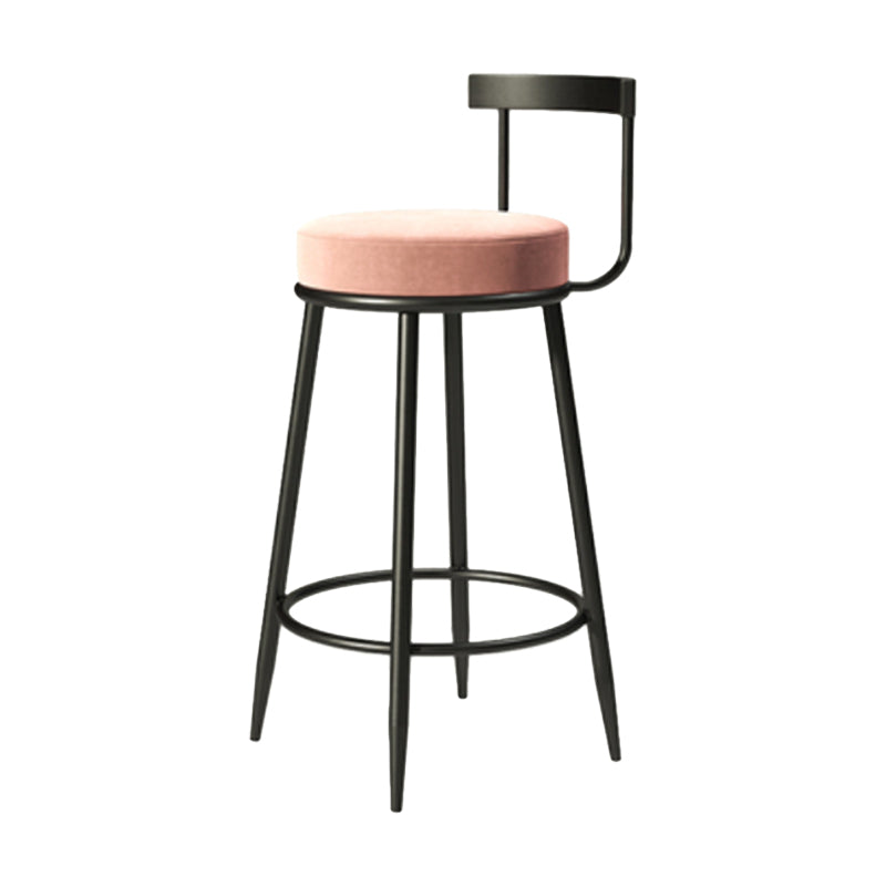 Industrial Armless Backrest Counter Stool Iron Cafe Bar Stool with Cushion and Pedal