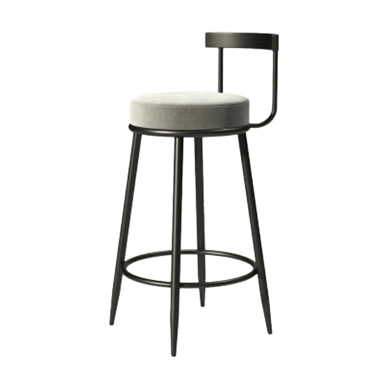 Industrial Armless Backrest Counter Stool Iron Cafe Bar Stool with Cushion and Pedal
