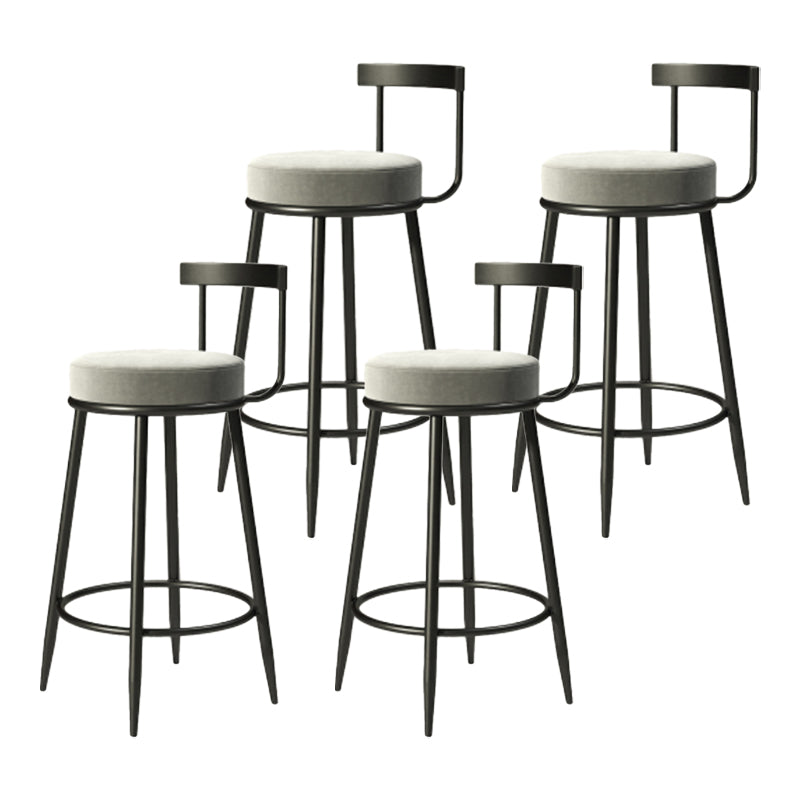 Industrial Armless Backrest Counter Stool Iron Cafe Bar Stool with Cushion and Pedal
