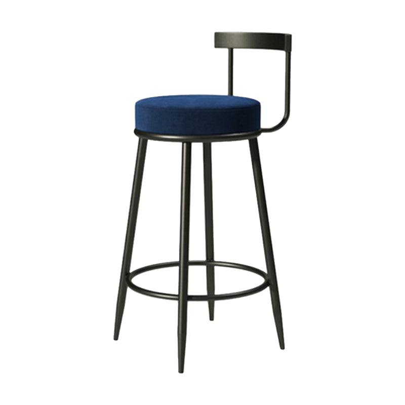 Industrial Armless Backrest Counter Stool Iron Cafe Bar Stool with Cushion and Pedal