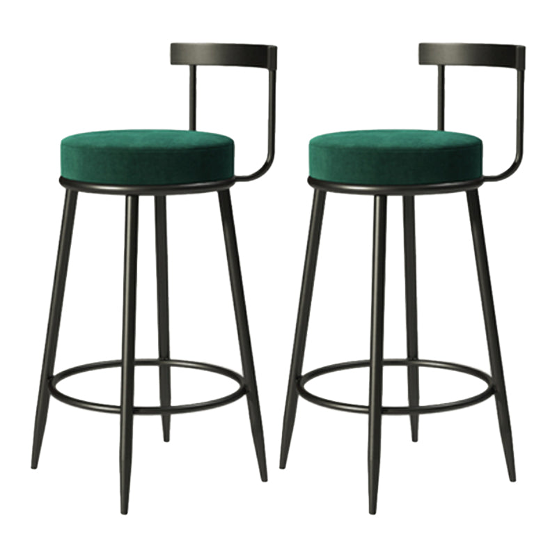 Industrial Armless Backrest Counter Stool Iron Cafe Bar Stool with Cushion and Pedal