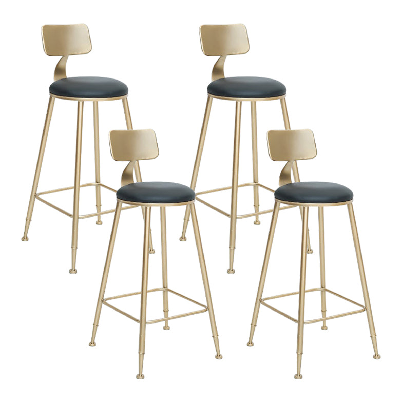 Glam Armless Backrest Counter Stool Iron Cafe Bar Stool with Leather Cushion and Pedal