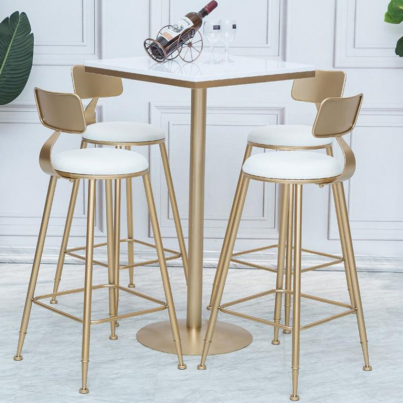 Glam Armless Backrest Counter Stool Iron Cafe Bar Stool with Leather Cushion and Pedal