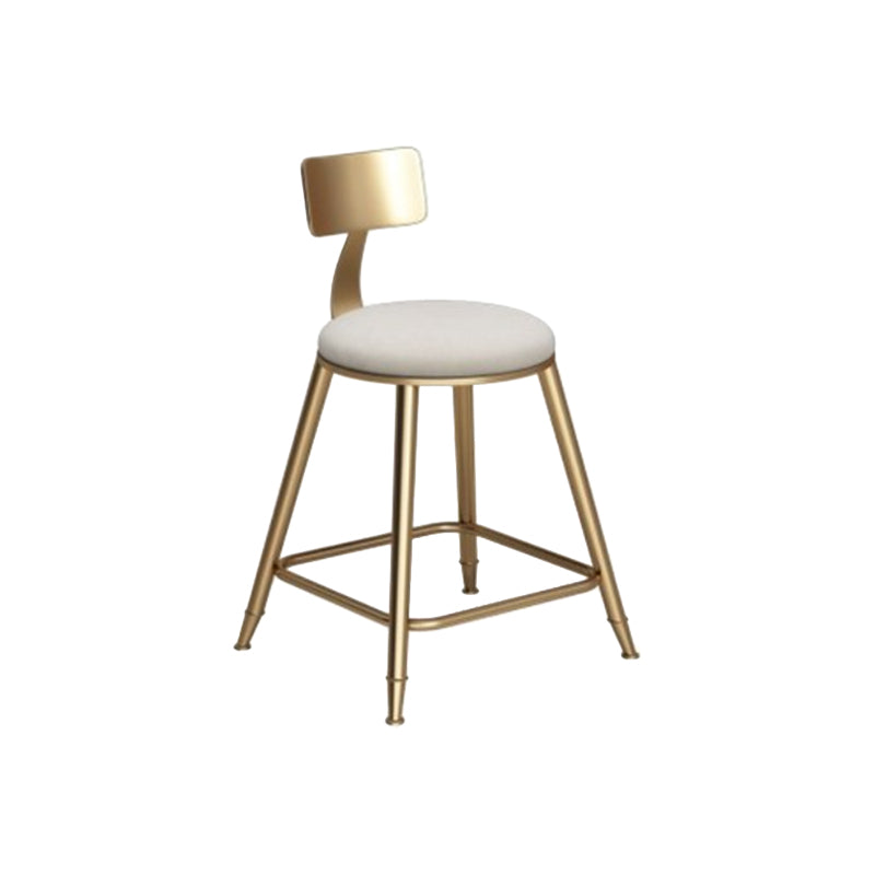 Glam Armless Backrest Counter Stool Iron Cafe Bar Stool with Leather Cushion and Pedal