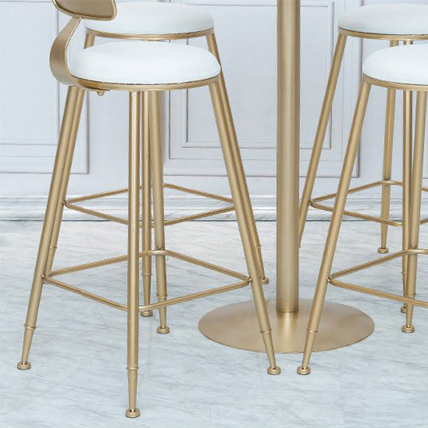 Glam Armless Backrest Counter Stool Iron Cafe Bar Stool with Leather Cushion and Pedal