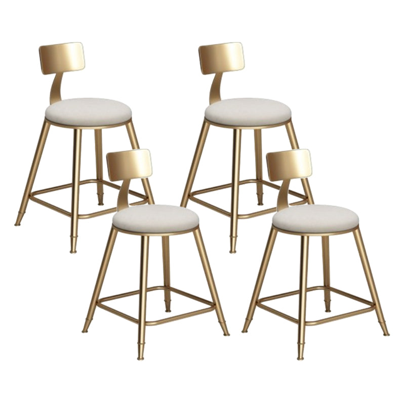 Glam Armless Backrest Counter Stool Iron Cafe Bar Stool with Leather Cushion and Pedal