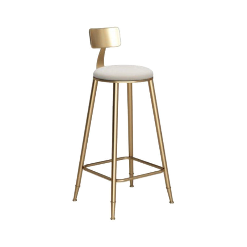 Glam Armless Backrest Counter Stool Iron Cafe Bar Stool with Leather Cushion and Pedal