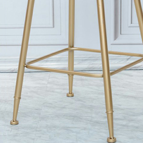 Glam Armless Backrest Counter Stool Iron Cafe Bar Stool with Leather Cushion and Pedal