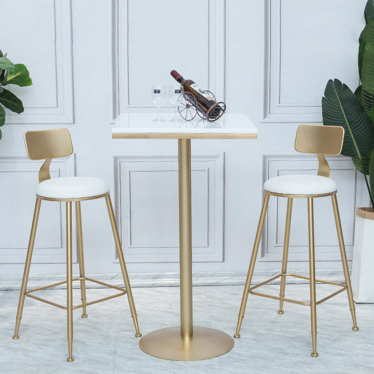 Glam Armless Backrest Counter Stool Iron Cafe Bar Stool with Leather Cushion and Pedal