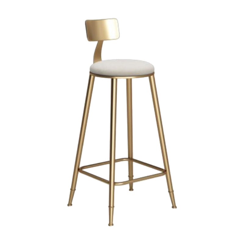 Glam Armless Backrest Counter Stool Iron Cafe Bar Stool with Leather Cushion and Pedal