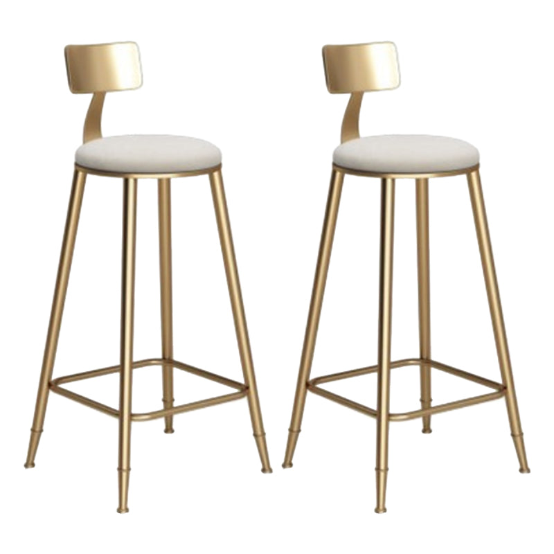 Glam Armless Backrest Counter Stool Iron Cafe Bar Stool with Leather Cushion and Pedal