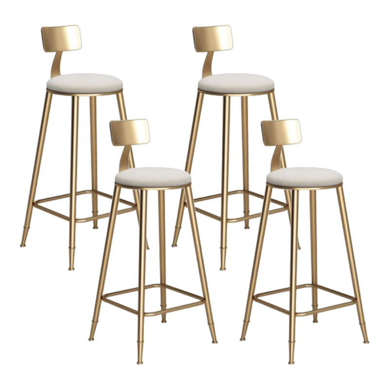 Glam Armless Backrest Counter Stool Iron Cafe Bar Stool with Leather Cushion and Pedal