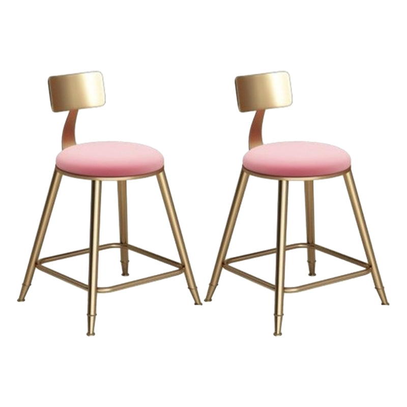 Glam Armless Backrest Counter Stool Iron Cafe Bar Stool with Leather Cushion and Pedal