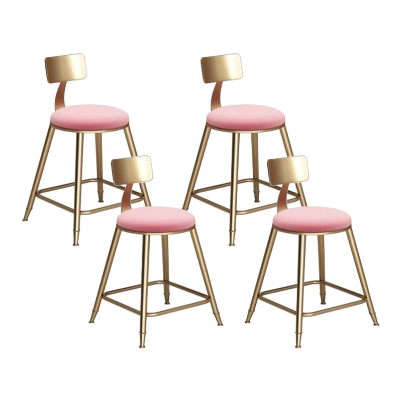 Glam Armless Backrest Counter Stool Iron Cafe Bar Stool with Leather Cushion and Pedal